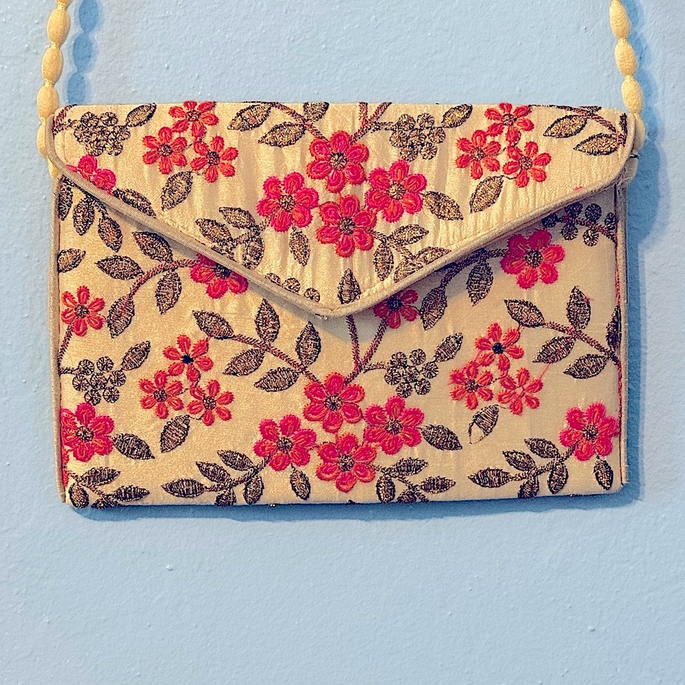 ✨ Floral Embroidered Bright Pink, Orange, and Cream Purse ✨ SALE 3 for $15!